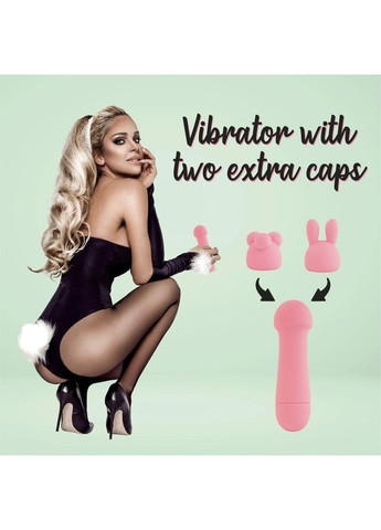 Мини-вибратор Mister Bunny Pink с двумя насадками для разнообразной точечной и клиторальной стимуляции FeelzToys (371389707)