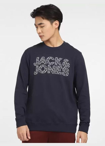 Свитшот Jack & Jones - Прямой крой однотонный черный кэжуал хлопок органический - (281451137)