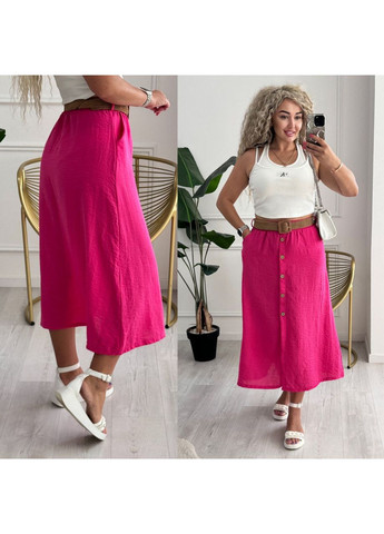 Жіноча спідниця міді вільного крою з жатого льону MonCher (350287896)