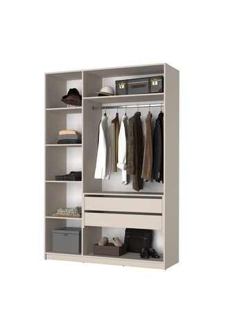 Шафа 3-дверна з антресоллю Оскар ДСП BG, блок шухляд 150x52x260 см Аляска білий (MBS-4962) MebelStar (371688686)