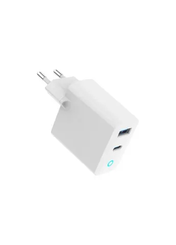 Зарядний пристрій (TA-UC-PDQC65L-W-01) Gembird 1хUSB-A (QC3.0 18W) + 1xType-C (PD 65W) white (370015646)