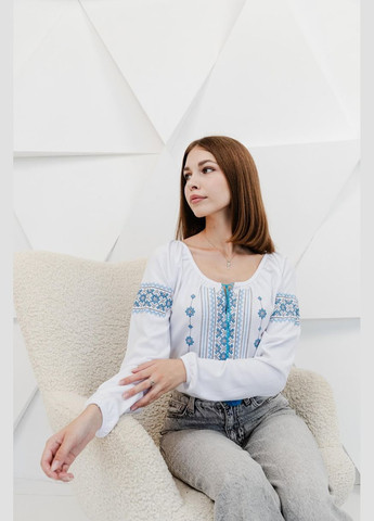 Голубая вышиванка женская hc (h001-8607-038-22) приталенная (300418190)