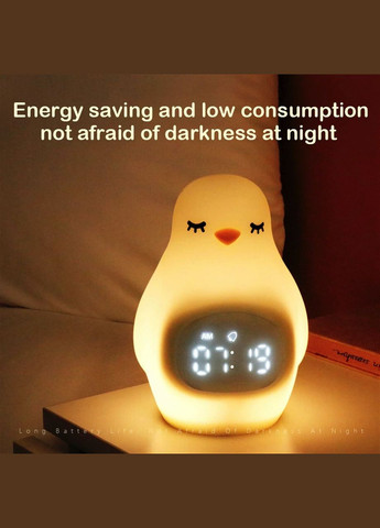 Акумуляторний нічник-будильник ZD-05, White у вигляді пінгвіна (Penguin Clock & Lamp) VHG (334305117)