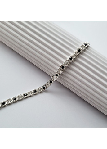 Серебряный браслет Арабский Бисмарк с Черными и Белыми камнями 17 - 20 см серебро 925 пробы 7003м 6.36г Nobrand (369974945)