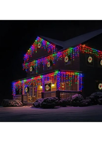 Гирлянда Бахрома уличная 840 LED 50 м от сети белая нить, мультицвет No Brand (368876253)