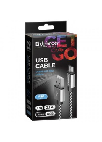 Дата кабель USB 2.0 AM to Micro 5P 1.0m USB0803T PRO white (87803) Defender usb 2.0 am to micro 5p 1.0m usb08-03t pro white (268142658)