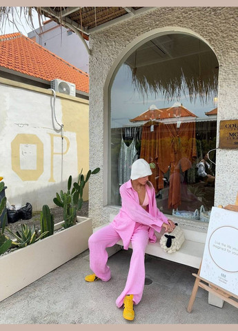 Женский розовый костюм двойка No Brand (333830412)