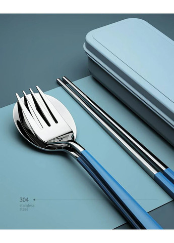 Набір столових приборів, похідний набір “Urban Steel” у футлярі (ложка, виделка, палички, футляр) No Brand (367038418)