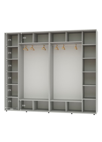 Шафа-купе чотиридверна 300*60*250 Сірий 2 ДСП/2 Дзеркала з піскострумним малюнком Алекса (360468524)