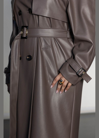 Стильний тренч мокко Jadone Fashion тренчкот на гудзиках демісезон (302437652)