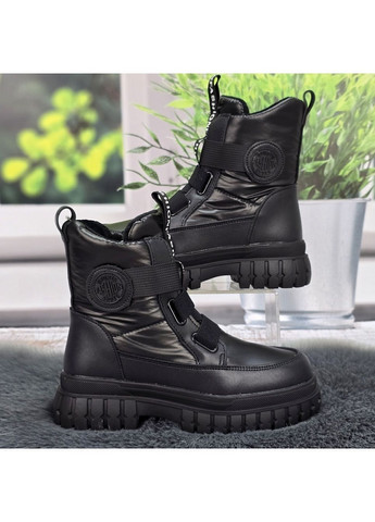 Черные повседневные зимние ботинки детские для девочки зимние Kimboo