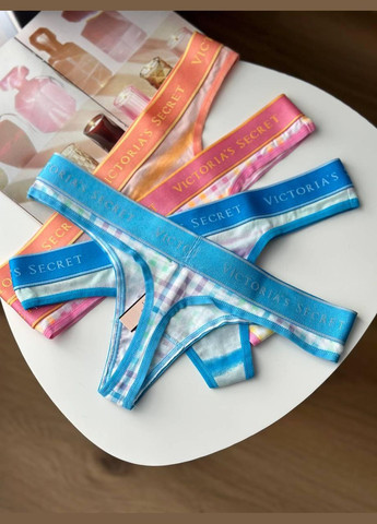 Трусики-стринги женские хлопчатобумажные с логотипом. Victoria's Secret (314769686)