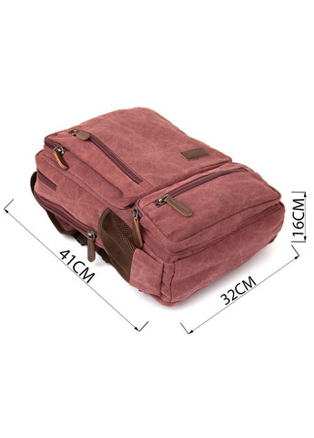 Рюкзак текстильний дорожній унісекс на два відділення 20615 Малиновий Vintage (328449842)