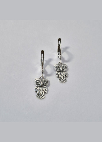 Серебряные серёжки серьги с подвеской Совушка серебро 925 пробы Черненное 2945 4.18г No Brand (306743404)