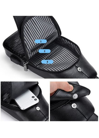 Мужская сумка бананка эко кожа под рептилию Черный No Brand (301212045)