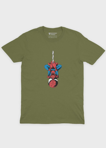 Хаки (оливковая) летняя мужская футболка с принтом супергероя - человек-паук (ts001-1-hgr-006-014-085-f) Modno