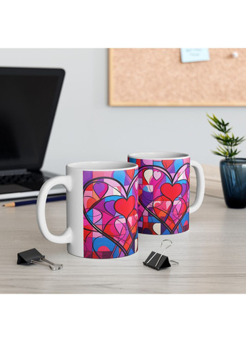 Керамическая чашка с дизайном "Палитра сердец" - 7 No Brand (368671503)