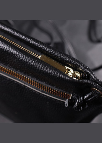 Женская трапециевидная сумка через плечо кожаная 22395 Черный Vintage (302007714)