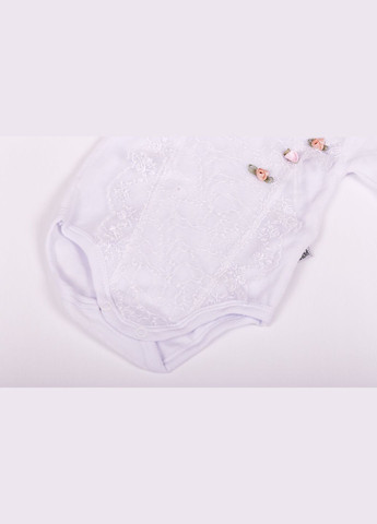 Боди с длинным рукавом для девочки велюр белое рюша MiniPapi 62 см (27527) BABYKROHA (297197563)