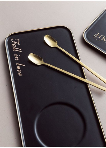 Кружка с блюдцем и ложкой 11431 220 мл черная No Brand (349222690)