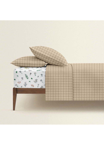 Двоспальна постіль з простирадлом на гумці BEIGE GEOMETRY CS9 180х220 см Cosas (307474585)