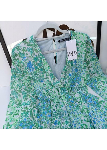 Короткий комбинезон с принтом Zara зелёный