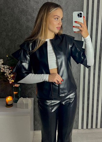 Брюки из эко-кожи с высокой посадкой Україна (328213925)