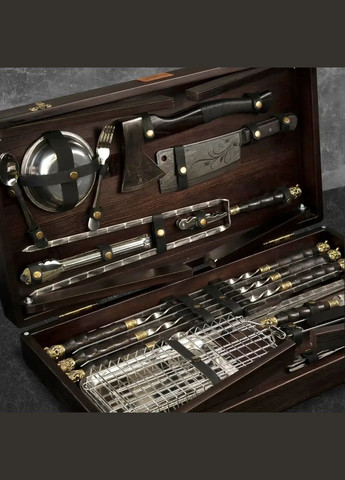 Шампуры ручной работы из нержавейки "Сердце Викинга" из 39 предметов | Подарок куму на День Рождение Handmade WC-026 (347291590)