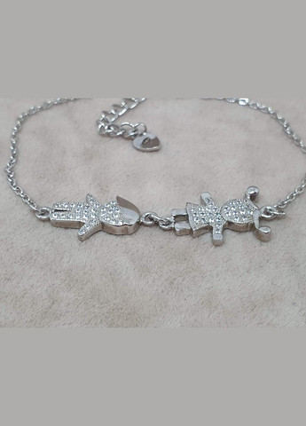 Срібний браслет Солодка парочка з фіанітами. 550152Б Top Silver (316699547)