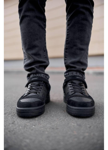 Черные демисезонные кроссовки мужские adidas forum low full black адидас форум No Brand