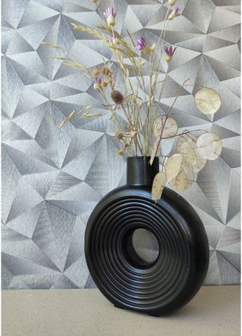 Чорна ваза в формі кола. Декор ручної роботи з гіпсу Handmade (361055970)