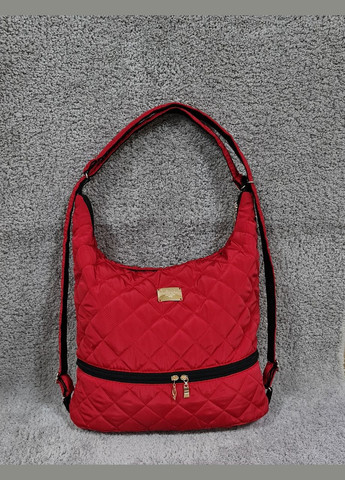 Жіноча сумка-рюкзак з кишенями стьобана плащівка червона No Brand (318442909)