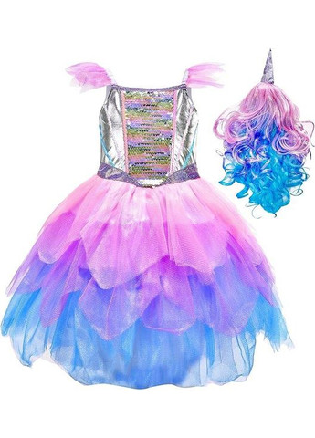 Костюм Единорога, карнавальное платье для девочек с цветным париком для праздников, вечеринок, спектаклей No Brand (353746157)