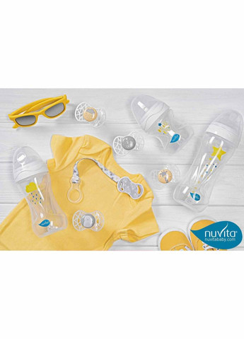 Пустышка 7084 Air55 Cool ортодонтическая 6m+ "BE HAPPY" жемчужно-серая NV7084PG Nuvita (369489604)