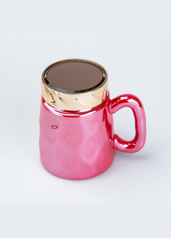 Чашка з кришкою 450 мл керамічна в дзеркальній глазурі Малинова TS Kitchen (326066599)