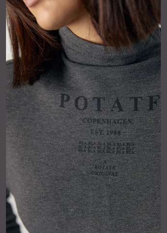 Трикотажный гольф с драпировкой и надписями No Brand (321053781)