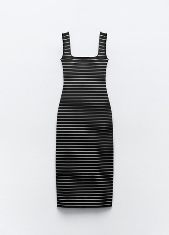 Черное повседневный платье Zara в полоску