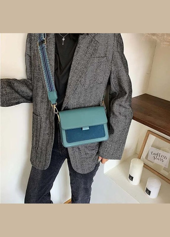 Жіноча класична сумка 6687 крос-боді на широкому ремінці синя блакитна No Brand (313802859)