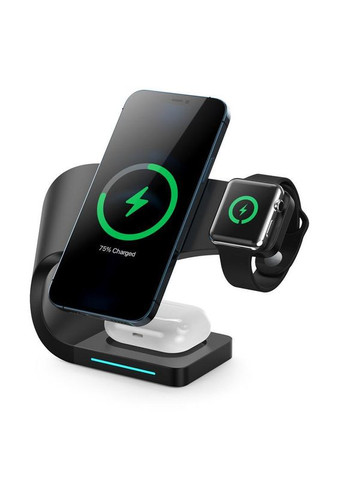 Бездротова зарядка Qi 4 в 1 LFX-178 Wireless 15W I Док-станція для iPhone + iWatch + Airpods Black VHG (334305017)