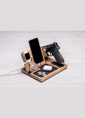 Органайзер для пистолета, iPhone и часов Apple «Police iWatch» Подставка для телефона, часов и пистолета EcoWalnut (293850359)