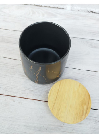 Банка для сипучих продуктів Мармурова Розкіш порцеляна з бамбуковою кришкою 520мл чорний 805-720 BonaDi (353747754)