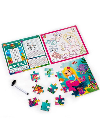 Розвиваючий набір 4 в 1 "Русалоньки" VT2002-04 пазл, розмальовка, маркер No Brand (330607925)