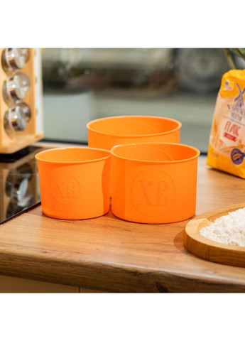 Набор форм для выпечки пасхи силиконовые 3 шт 1.7 л, 1 л, 0.6 л формы для пасхи Оранжевые HP-35-557O TS Kitchen (370673370)