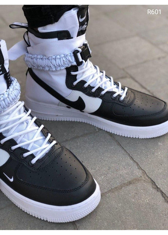 КРОССОВКИ ЖЕНСКИЕ NIKE SPECIAL FLED AIR FORCE 1 WHITE BLACK НАЙК No Brand чёрные демисезоны (369389322)