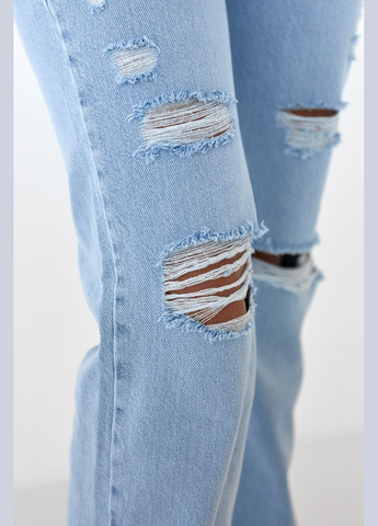 Рваные джинсы с высокой талией - голубой Lurex - (282954159)