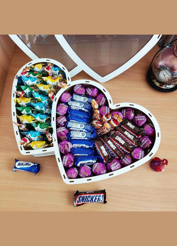 Подарочный бокс двойное сердце с конфетами для девушки на новый год день рождения 8 марта (ar129) No Brand (316036600)