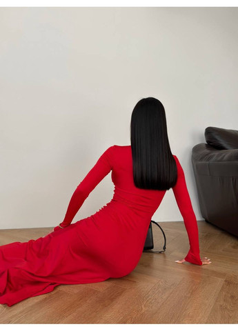 Красное вечернее платье из микродайвинга, красное — замер в описании DK/DL Мода без кордонів однотонное