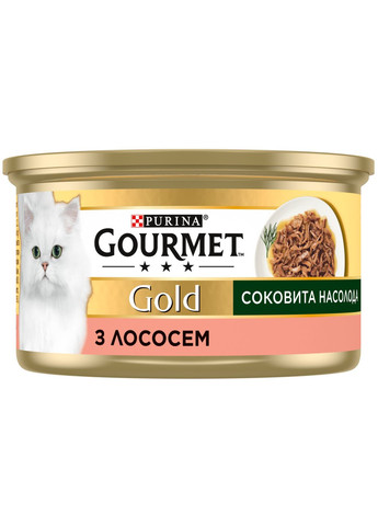 Упаковка влажного корма для кошек Purina Gold Сочное наслаждение с лососем 24 шт по 85 г Gourmet (314710197)