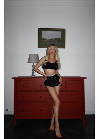 Чорна жіноча шовкова піжама Osoblyva