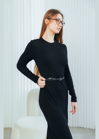 Черное спортивное, деловое, повседневный, кэжуал masoli трикотажное платье в рубчик силуэтная, футляр No Brand